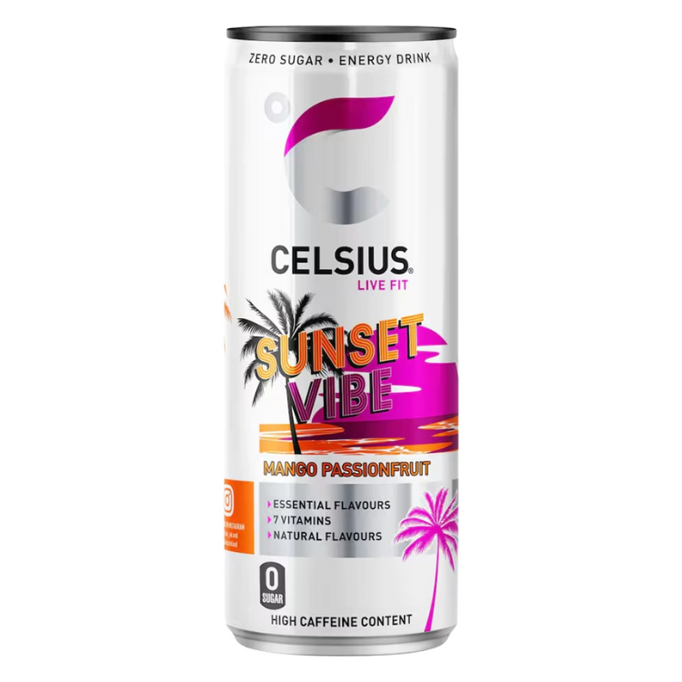 Celsius Sunset Vibe Mango Passion Fruit (UK) 12x355ml