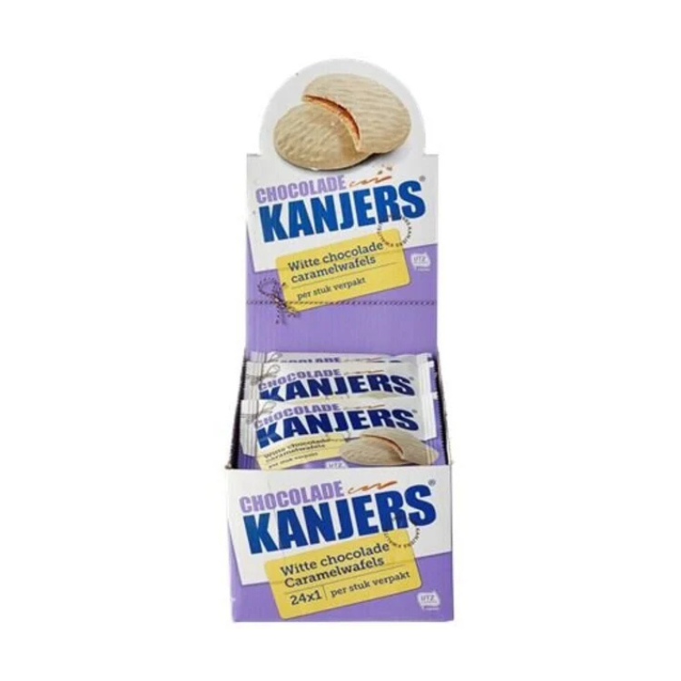 Kanjers Witte Choco Caramel Wafels 24x45g